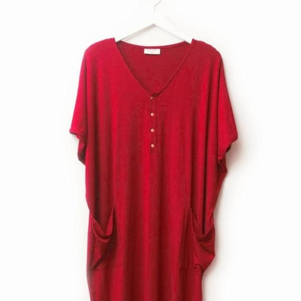 dwell + slumber coccoon dress | scarlet